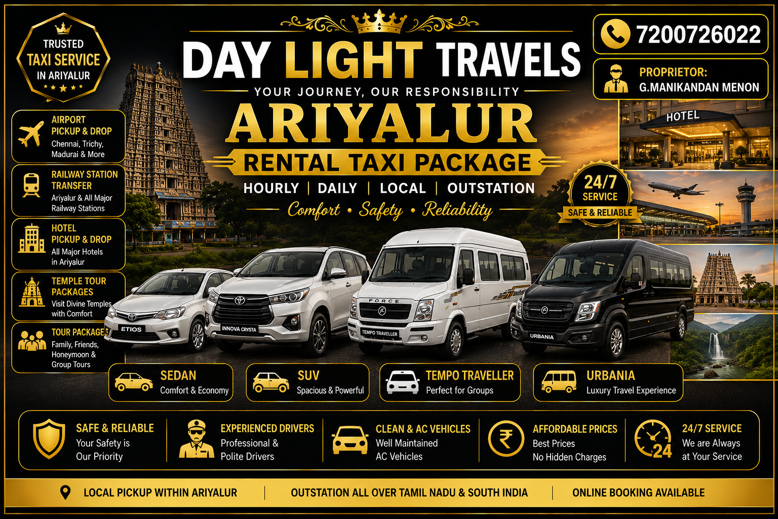 Ariyalur Rental Taxi Package